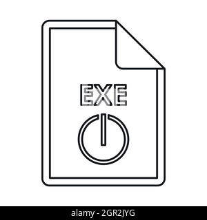 EXE extension text file icon, outline style Stock Vector