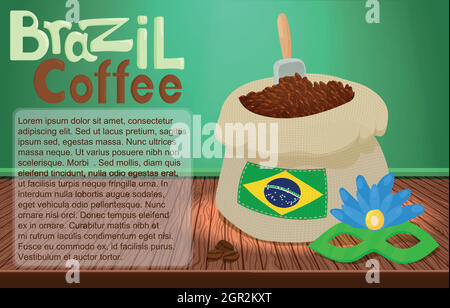 Brazil coffee poster concept, cartoon style Stock Vector