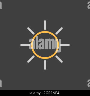 Sun vector icon on dark background. Symbol of the good weather Stock Vector