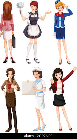 Female with different works Stock Vector