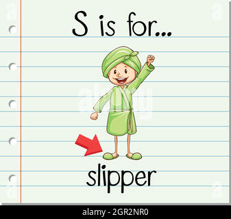 Flashcard letter S is for slipper Stock Vector