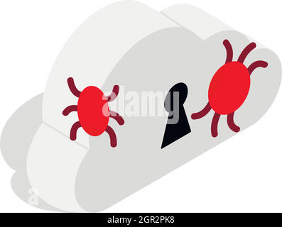 Cloud with keyhole and computer virus icon Stock Vector