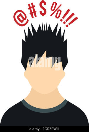 Man with different signs over his head icon Stock Vector
