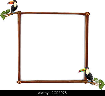 Empty banner with toucan bird on white background Stock Vector