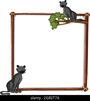 Empty banner with black panther on white background Stock Vector