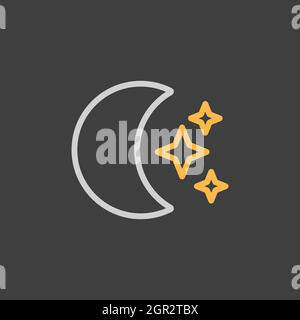 Moon and star vector icon on dark background. Weather sign Stock Vector