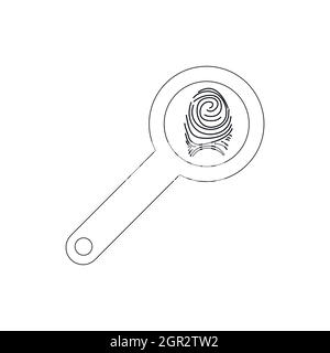 Magnifying glass with fingerprint icon Stock Vector