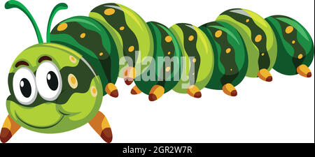 Green caterpillar crawling on white background Stock Vector