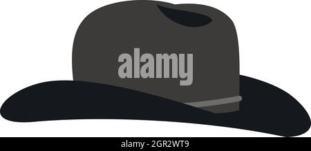 Cowboy hat icon in flat style Stock Vector