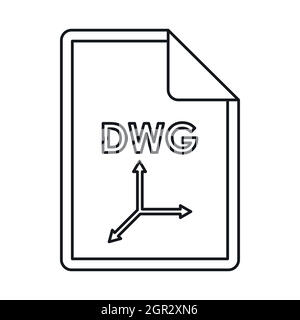 DWG file extension icon, outline style Stock Vector