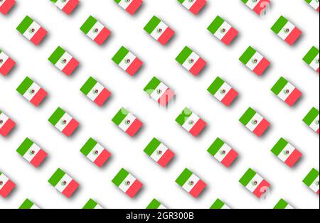 Illustration with Mexican flag seamless patterns - background or wallpaper Stock Photo