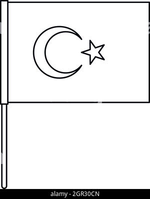 Turkish national flag icon. Outline turkish national flag vector icon ...