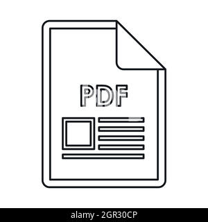PDF file document icon, outline style Stock Vector
