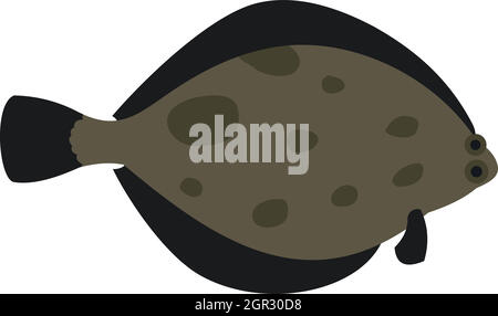 Flounder fish icon in flat style Stock Vector