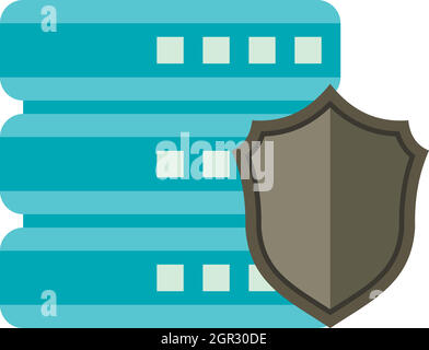 Data storage security icon, flat style Stock Vector