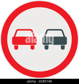 No overtaking road traffic sign icon, flat style Stock Vector