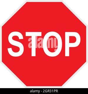 Stop sign icon in flat style Stock Vector