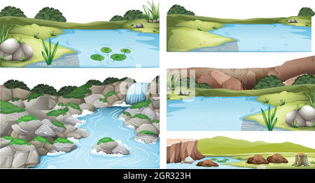 Set of outdoor park scenes Stock Vector