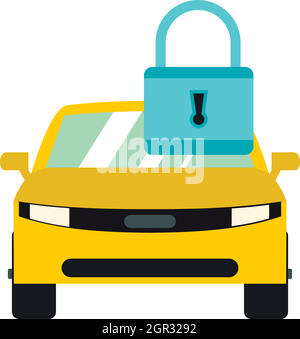 Locking car doors icon, flat style Stock Vector