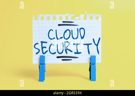 Inspiration showing sign Cloud Security. Business idea Protect the stored information safe Controlled technology Colorful Idea Presentation Displaying Stock Photo