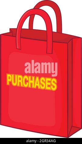 Red bag for shopping icon, cartoon style Stock Vector