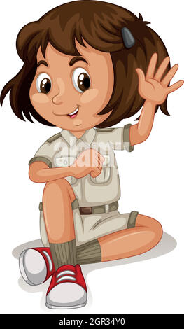 A Cute Zoo Keeper on White Background Stock Vector