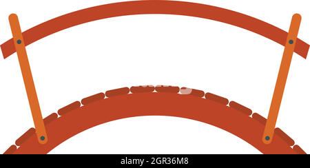 Wooden bridge with handrail icon, flat style Stock Vector