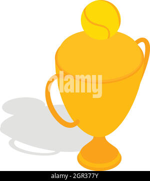 Tennis trophy cup icon, isometric 3d style Stock Vector