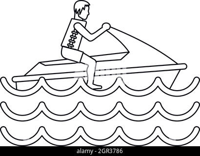 Man on jet ski icon, simple style Stock Vector