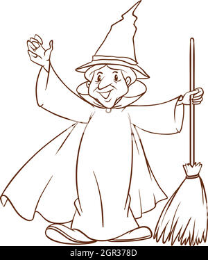 A simple sketch of a wizard Stock Vector