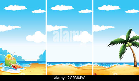 Beach scene in three different viewpoint Stock Vector