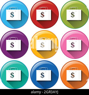 Shopping bag buttons Stock Vector