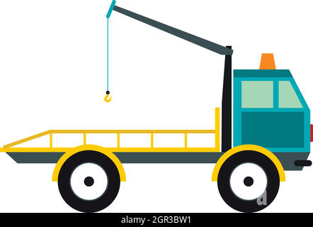 Tow truck for transportation cars icon, flat style Stock Vector