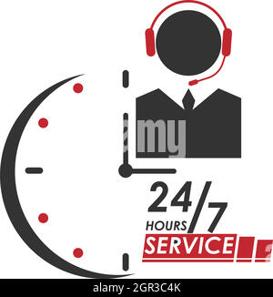 24 Hour icon logo vector illustration design Stock Vector