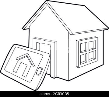 Smart home icon, outline style Stock Vector