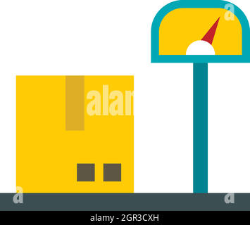 Scales for cargo icon, flat style Stock Vector