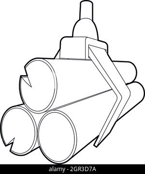 Hydraulic crane with log icon, outline style Stock Vector