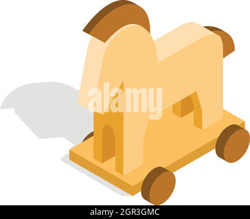 Horse trojan icon in isometric 3d style Stock Vector