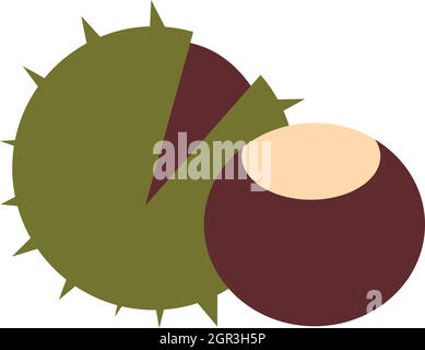 Chestnut icon, flat style Stock Vector