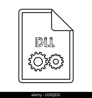 DLL file extension icon icon, outline style Stock Vector