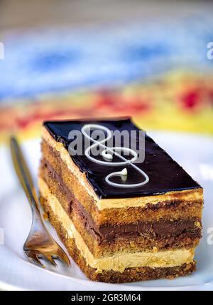 Opera cake, a traditional French dessert Stock Photo