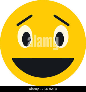 Laughing smiley face icon, flat style Stock Vector