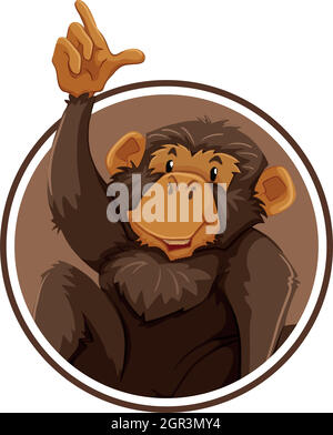 Ape in circle banner Stock Vector