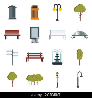 Urban fence icons set, flat style Stock Vector Image & Art - Alamy