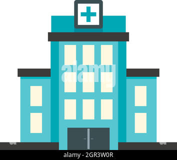 Hospital building icon, flat style Stock Vector