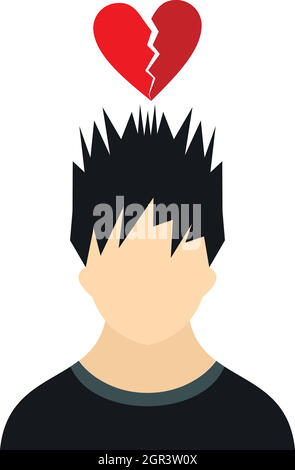 Man with broken red heart over head icon Stock Vector Image & Art - Alamy