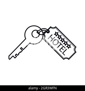 Room key at hotel icon, outline style Stock Vector