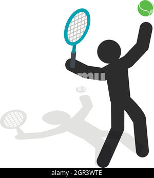 Tennis player icon, isometric 3d style Stock Vector