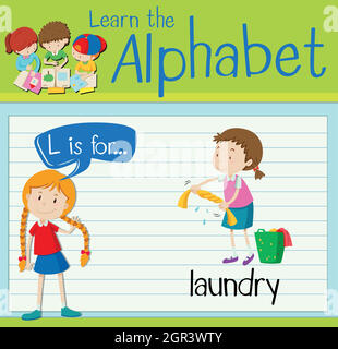 Flashcard letter L is for laundry Stock Vector