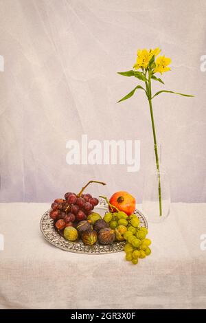 Composition Of Ripe Red Pomegranate And Glass Of Fresh Rudy Juice On A 